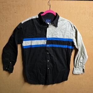 Wrangler Western Shirt Adult  Asymmetrical Sz M Blue Button Up